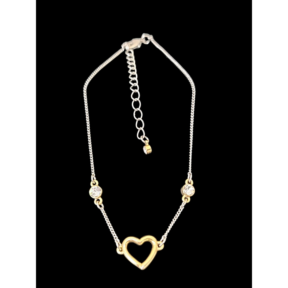 Elegant Gold and Silver Heart Ankle Bracelet